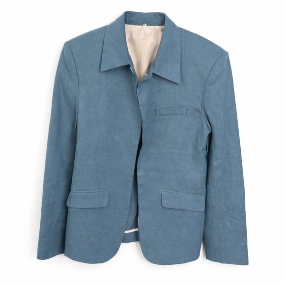NEW GRLFRND Linen The Midway Blazer in Denim Blue MSRP $325 Size M - Picture 3 of 5